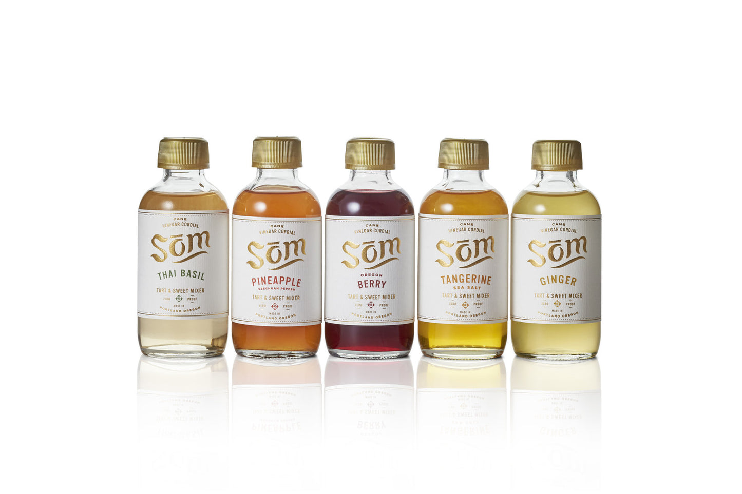 Som Cane Vinegar Cordials - A Sampler (5-Pack of 4 Oz. Bottles)